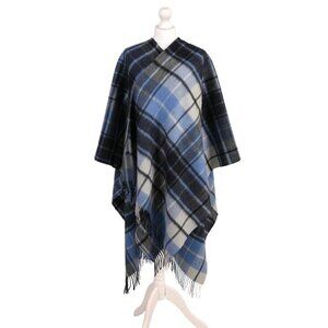Edinburgh Lambswool Long Tartan Cape - Mill Check Eclipse, NWOT